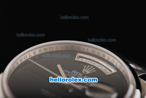 Rolex Day Date Swiss ETA 2836 Automatic Movement Full Steel with Black Dial - Click Image to Close